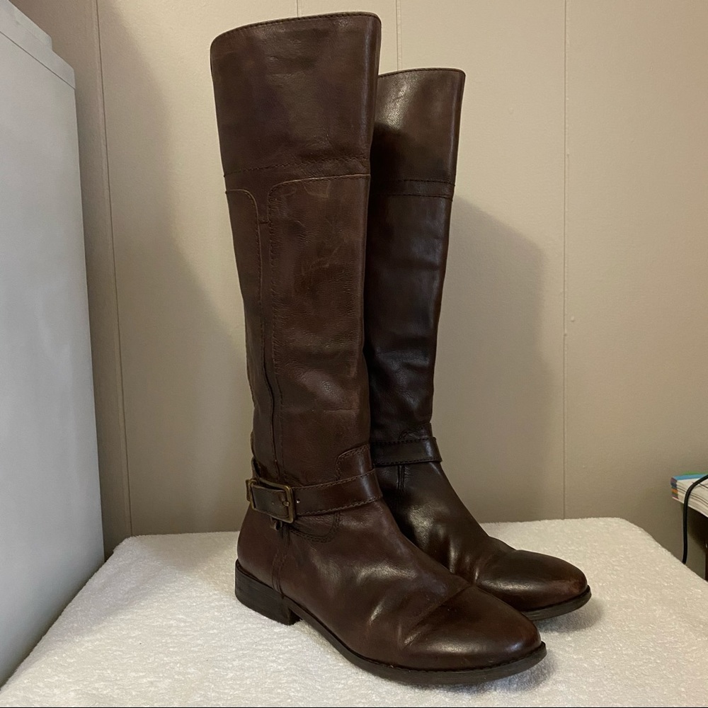 Marc Fisher knee high brown leather boots